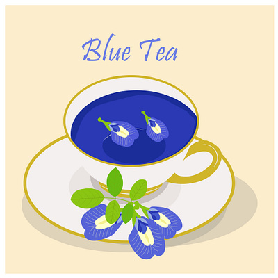 Vector illustration of butterfly pea flower tea or blue tea