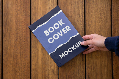 Book Cover Mockup background book branding design graphic design logo mockup realistic wood