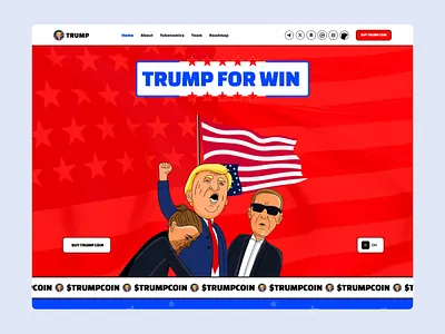 Trump | Meme Token Landing Page base crypto meme homepage landing page meme coin meme coin homepage meme coin landing page meme coin website meme fun meme landing page meme token meme ui presale tron trump trump meme web design