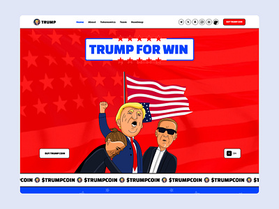 Trump | Meme Token Landing Page base crypto meme homepage landing page meme coin meme coin homepage meme coin landing page meme coin website meme fun meme landing page meme token meme ui presale tron trump trump meme web design