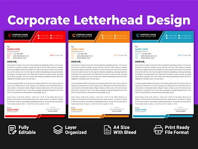 Corporate Letterhead Design a4 business corporate creative design graphic design invoice letterhead marketing pad design simple template