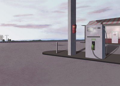 Petrol Station architectural illustration digitalart illustration petrol station realistic scenry