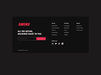 Sports Marketing Website Footer Section branding desktop footer sports marketing subscription web design