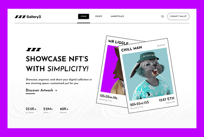 NFT'S MARKETPLACE LANDINGPAGE DESIGN animation branding design graphic design landingpage nft ui ux web3 webdesign