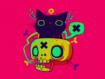 god cat cat characterdesign conceptart digitalart digitalillustration skull