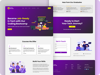 🎯 Coding Bootcamp Landing Page Design 100dayschallenge bootcampdesign cleanui designsystem figma landingpage learntocode minimaldesign moderndesign responsivedesign techlandingpage ui uiux ux uxdesign webdesign