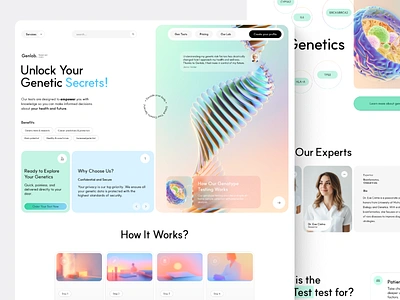 GenLab - GeNTest Landing Page - 1121134 bento ui clean dna genetics healthcare laboratory landing page minimal modern saas ui ux web web design