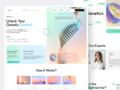 GenLab - GeNTest Landing Page - 1121134 bento ui clean dna genetics healthcare laboratory landing page minimal modern saas ui ux web web design