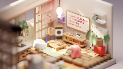 One little room 3d blender illustration