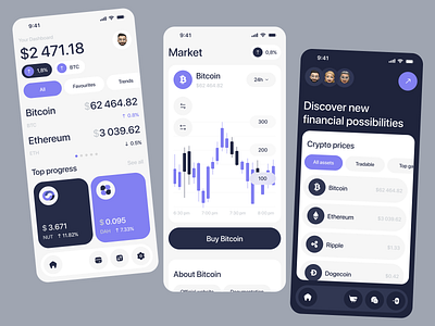 Crypto Market Concept app design bitcoin business crypto design finance ios market sales trading ui