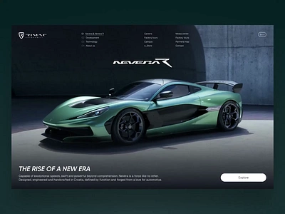 Electric supercar promo page 3d 3d animation animation car dark mode dark theme design electric car graphic design motion graphics promo page rimac sportscap supercar ui ux vehicle web design