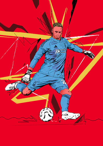 Matz Sels - Nottingham Forest character football goalkeeper illustrated sports illustration illustrator nffc nottingham forest people portrait portrait illustration procreate soccer sport illustration