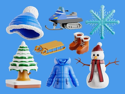 Winter Season 3D Illustration 3d 3d icon artic blender boots eklip studio frost frozen ice icon icons illustration snow snowflake winter winter hat