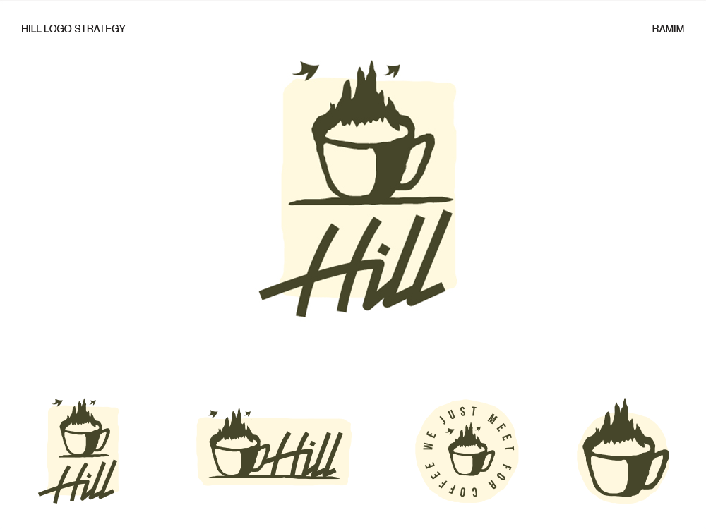 Hill & Tea Cup with Hand-Lettering Logo Strategy branding clean logo coffee shop logo custom logo farm logo flat bradning food logo hand lettering hill hill logo lettering logo minimal logo nature logo negative space logo restaurant logo travel logo wordmark logo