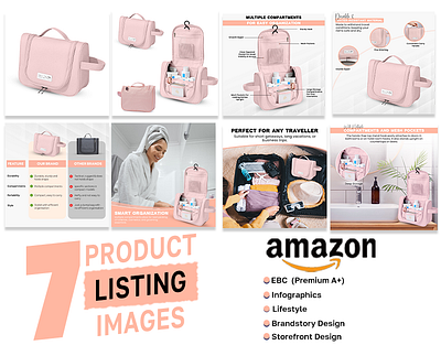 Toiletry Bag Listing Images | Amazon Listing Design add design amazon bag branding design flyer design graphic design hand bags illustration listing images toiletry bag