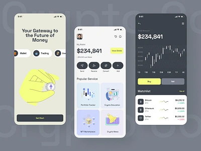 Crypto Wallet App crypto crypto banking crypto currency crypto exhange crypto wallet cryptocurrency decentralized finance ethereum exhange finance fintech app ios mobile app mobile ui product ui ui design ui ux ui ux design ux