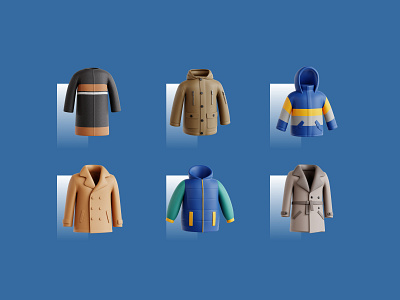 Winter Outwear 3D Icon Pack 3d 3d icon blender coat cold eklip studio fashion hoodie icons jacket snow ui winter winter outwear