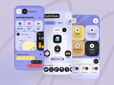 Smart Learning Hub – Personalized Education UI Concept app design college e learning education learning learning platform mobile app online class online course online education school ui university ux