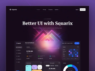 Page #4 for Squarix Project dark features footer free freebie header hero landing mirror purple quickit reviews squarix template theme udix ui ux violet web