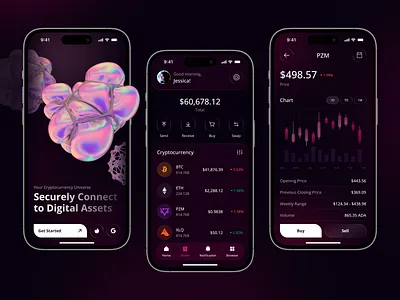 Crypto Wallet Mobile App UX/UI Design analytics app b2b blockchain crypto dark mode dashboard design designer figma finance fintech mobile app mobile bancking ui ui ux uiui designer ux ui uxui designer wallet