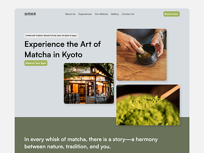 Tea House Website Design 🍵 branding class destination green tea home home page home page design japan landing page landing page design matcha minimalism tea tea house tourist ui web design webflow website website design