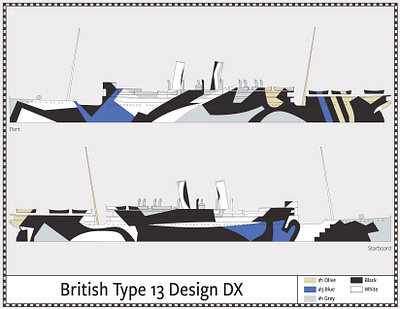 British Type 13, Design DX - Dazzle Camouflage - 1917 camouflage dazzle illustration