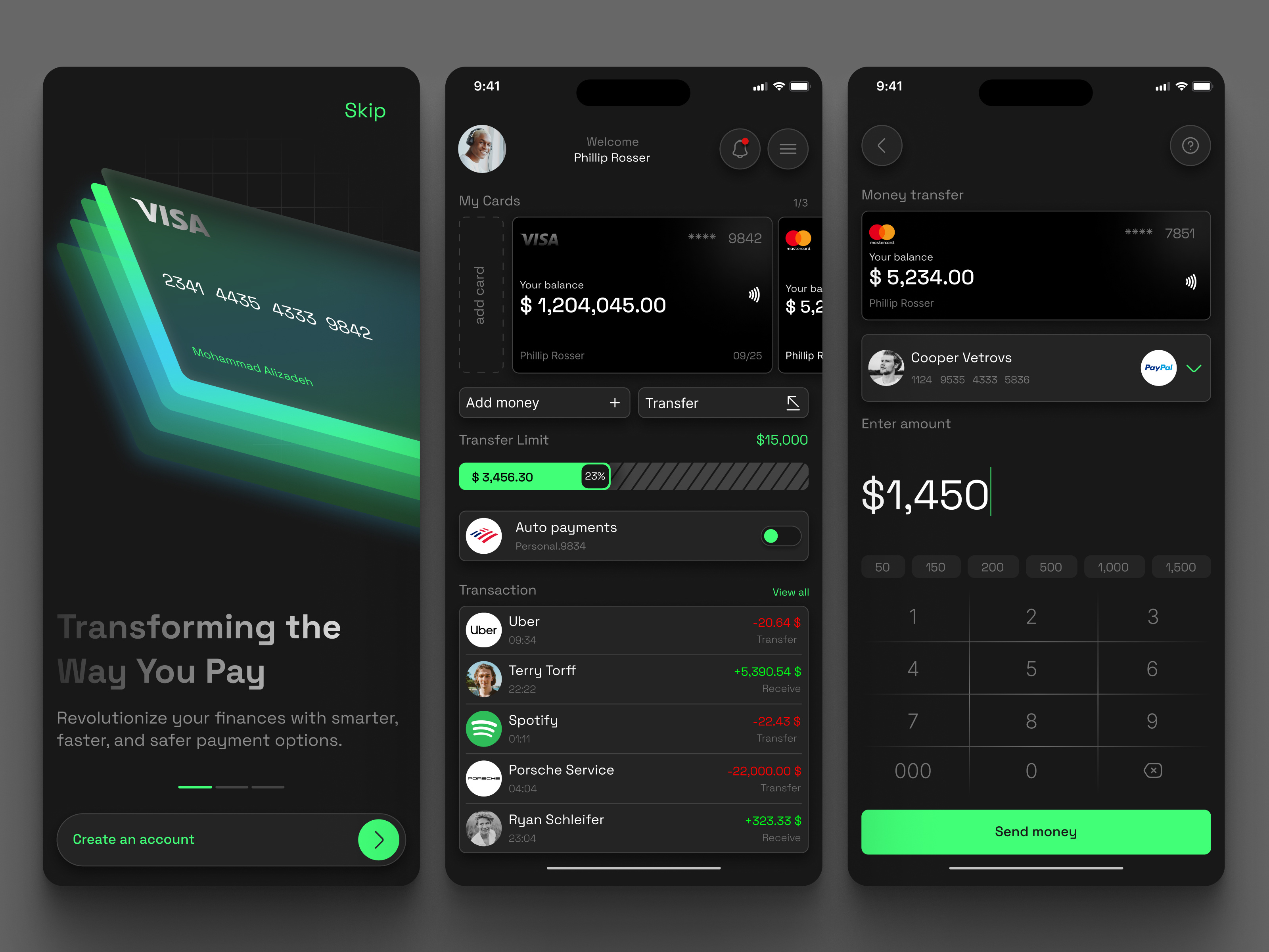 Mobile banking app app bank bank card banking app clean credit card dark expenses figma finance financial fintech interface design mobile banking money payment transaction transfer ui ux