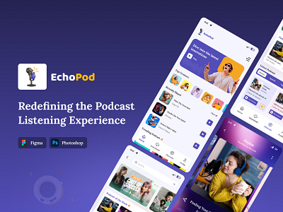 EchoPod | A Podcast Mobile App android design app design clean design gallery ios design listen material design minimalist design mobile app music music app podcast podcast app podcast design podcast interface podcast ui podcast ux ui design ux design