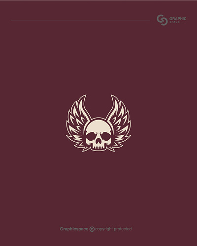 Winged skull logo animal brand branding creepy death design fly freedom head horror illustrator life logo man people skull wings ☠️ 💀