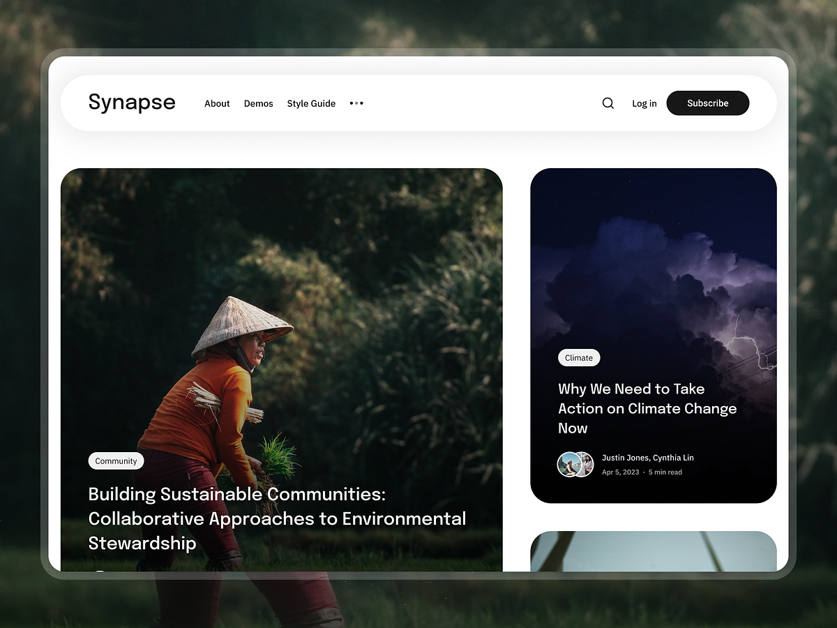 Magazine landing page (light theme) by nrk on Dribbble