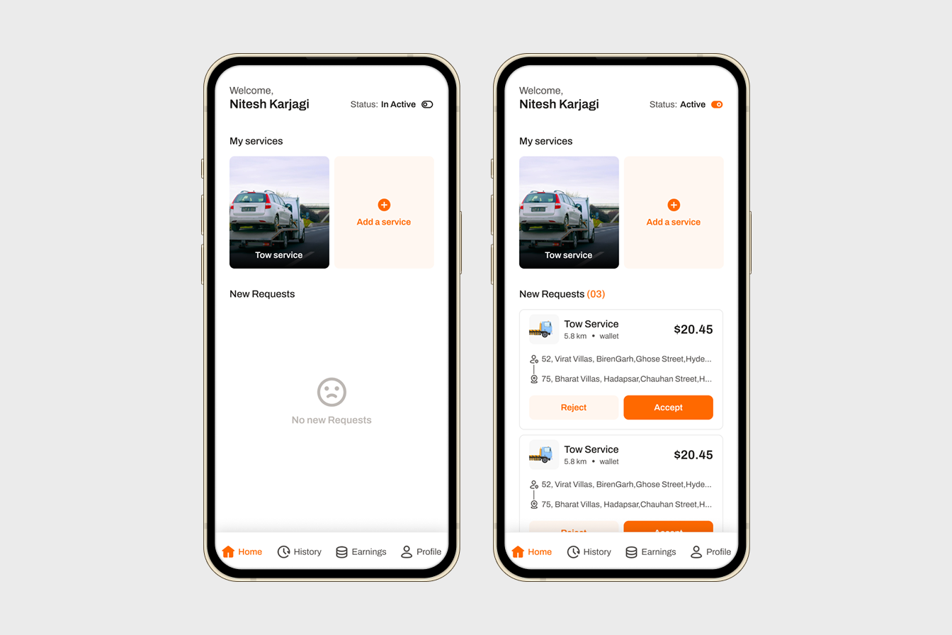 Car Towing Service Mobile App mobile app mobile ui ui ux