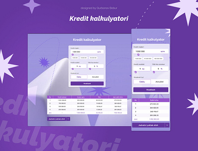 Kredit kalkulyator | web design, mobile UI bank calculator figma minimalistic mobile ui responsive ui ux web design