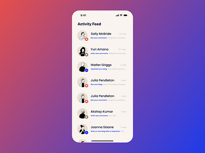 Daily UI 047 Activity Feed activity feed app dailyui design digital design illustration ui ui design uiux ux ux design