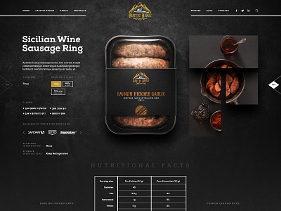 Meat Company Website - Rustic Ridge bacon bbq black branding butcher shop deli food company food packaging grill landing page design meat meat branding meat packaging minimal packaging design premium branding sausage steak ui design ux design