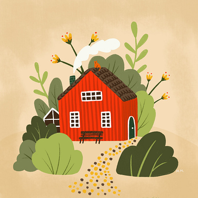 Cozy Cabin flat illustration illustrator procreate