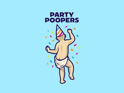 Party Poopers baby branding dancing design graphic design illustration illustrator logo party party pooper poop vector