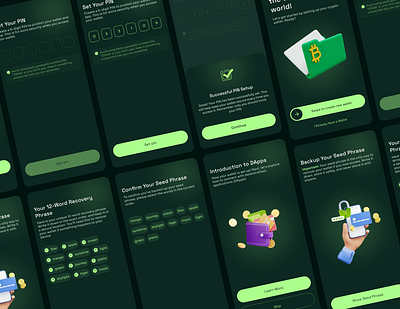 Onboarding flow for a crypto wallet app design figma mobile app ui uiux web3