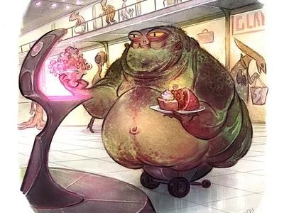 Alien ABC’s: MotMot abc alien art childrens book illustration childrens books digital art fantasy green humor illustration pink watercolor