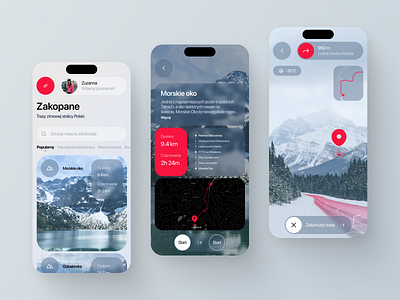 Travel Mobile App – Mountain routes app design interface ios location mobile app mountains resort routes snowboard travel ui ux winter