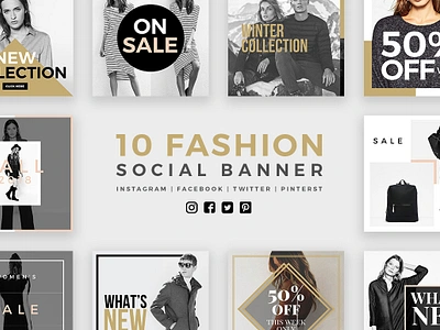 Fashion Social Banner Pack black friday sale banner blog banner branding christmas banner clean instagram banner launch media minimalstudioco sale banner social media post social media promo spring promotion thanksgiving promo