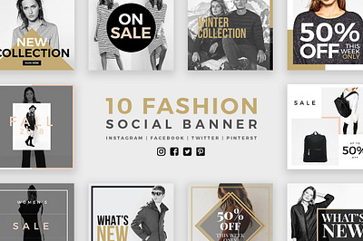 Fashion Social Banner Pack black friday sale banner blog banner branding christmas banner clean instagram banner launch media minimalstudioco sale banner social media post social media promo spring promotion thanksgiving promo