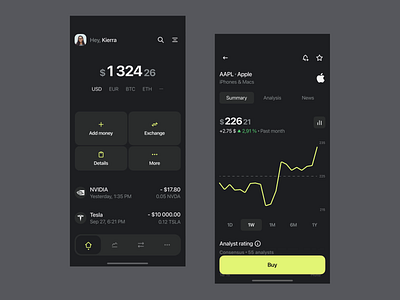 Fintra app analytics android app app design application dark mobile app ios ios design mobile mobile design money app stock app stock application top mobile app design trading app ui ui design user experience user interface ux design