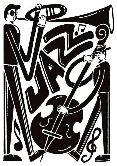 “Jazz band” illustration black and white character digital art illustration jazz music