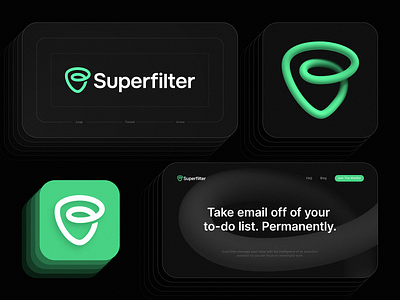 Superfilter Logo Design 3d ai app blockchain branding email filter funnel gradient icon identity landing page lepisov lettering logo neuronet pattern saas tech website