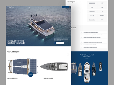 Electric Boat E-commerce Website boat clean e commerce design ecommerce ecommerce design framer hero banner landing page minimal online store shop shopify store ui web web designer webflow website yacht yacht website