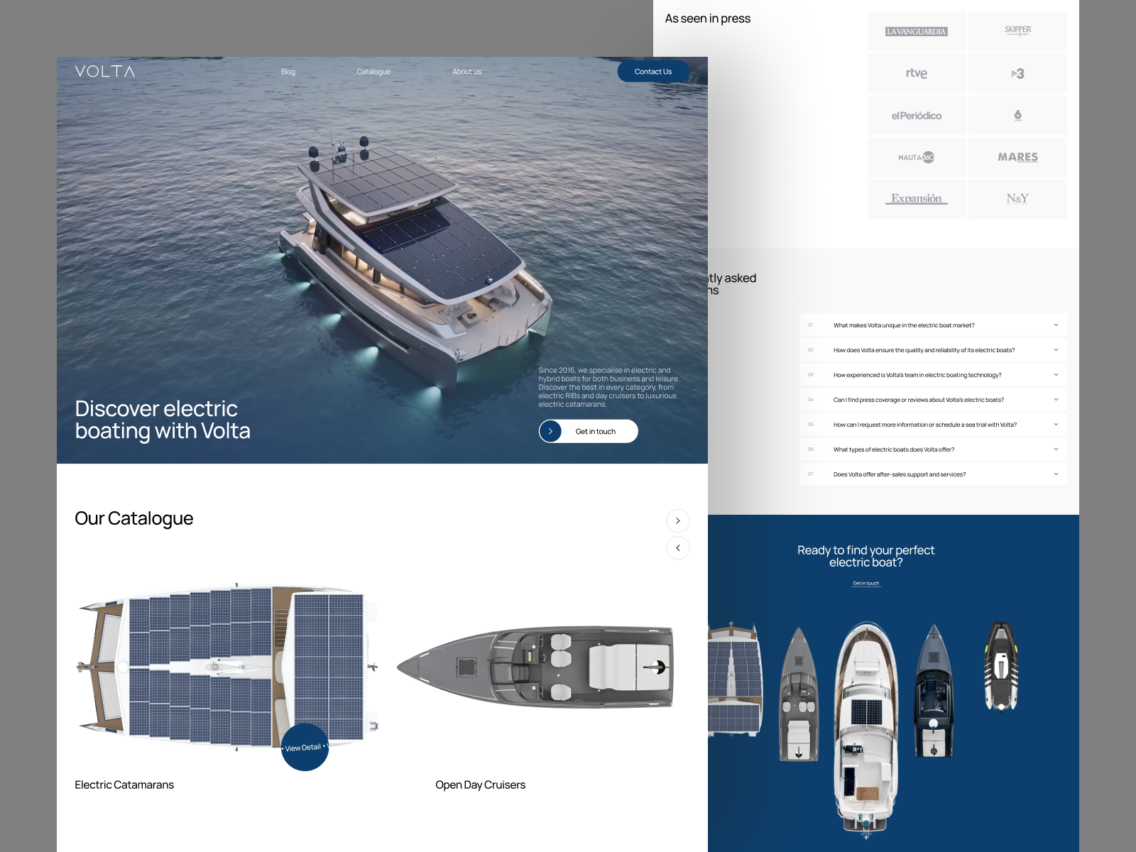 Electric Boat E-commerce Website boat boats clean e commerce design ecommerce ecommerce design framer hero banner landing page minimal online store shopify store ui web web designer webflow website yacht yacht website