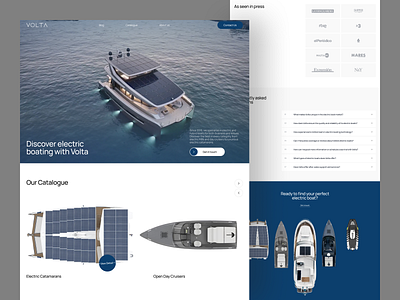 Electric Boat E-commerce Website boat boats clean e commerce design ecommerce ecommerce design framer hero banner landing page minimal online store shopify store ui web web designer webflow website yacht yacht website