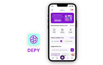 DEPY - Emotional Support & Self-Care App app design doctor dysautonomia epilepsy health health app medicine mental health ui ui app ui design user experience user interface ux ux design