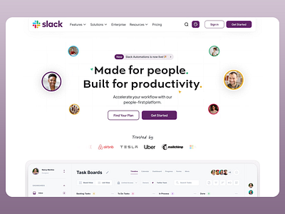 Slack - Online Workspace dev development landing landing page landing page design management platfrom product design productivity project management team messaging to do list ui design user interface ux design web web design webflow website workspace