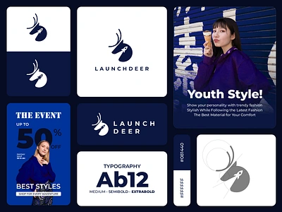 Launchdeer Logo Design animal brand branding cholthing deer design fashion graphic design logo modern people trend vector